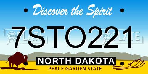 7STO221 North Dakota License Plate