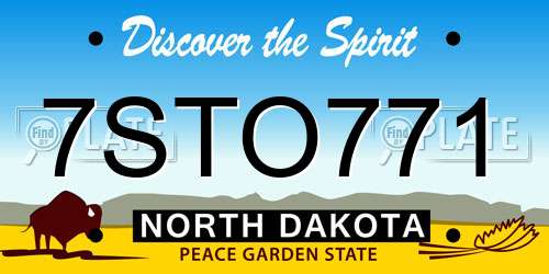 7STO771 North Dakota License Plate