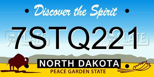 7STQ221 North Dakota License Plate