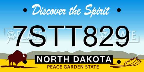 7STT829 North Dakota License Plate