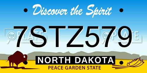 7STZ579 North Dakota License Plate