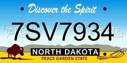 7SV7934 North Dakota License Plate