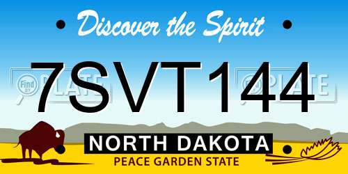 7SVT144 North Dakota License Plate