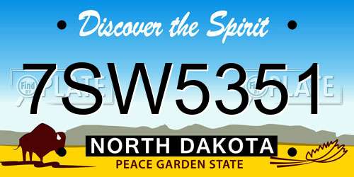 7SW5351 North Dakota License Plate