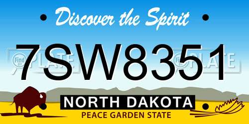 7SW8351 North Dakota License Plate