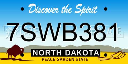 7SWB381 North Dakota License Plate