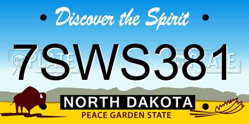 7SWS381 North Dakota License Plate