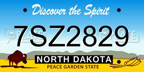 7SZ2829 North Dakota License Plate