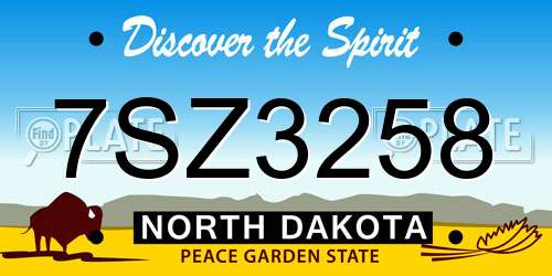 7SZ3258 North Dakota License Plate