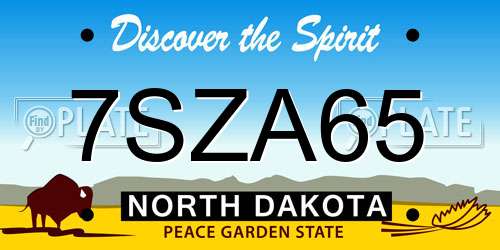 7SZA65 North Dakota License Plate