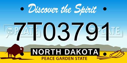 7T03791 North Dakota License Plate