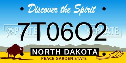 7T06O2 North Dakota License Plate