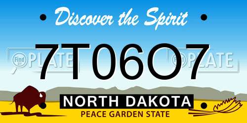 7T06O7 North Dakota License Plate