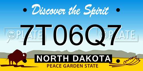 7T06Q7 North Dakota License Plate