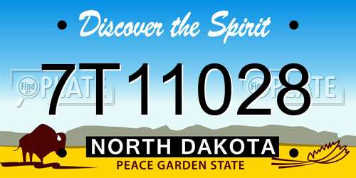 7T11028 North Dakota License Plate