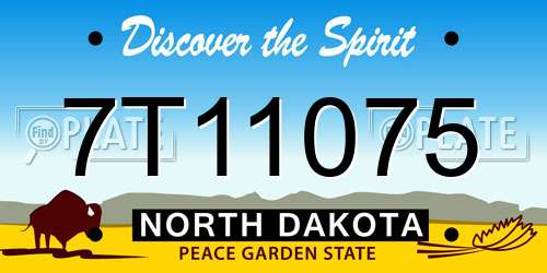 7T11075 North Dakota License Plate