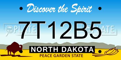 7T12B5 North Dakota License Plate