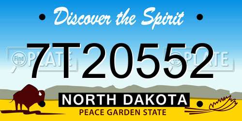 7T20552 North Dakota License Plate