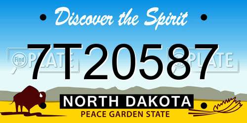 7T20587 North Dakota License Plate