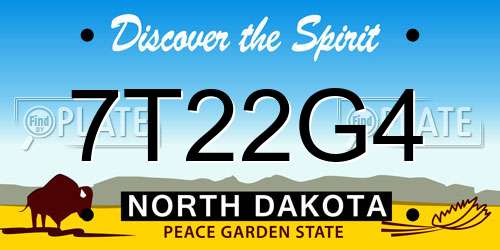 7T22G4 North Dakota License Plate
