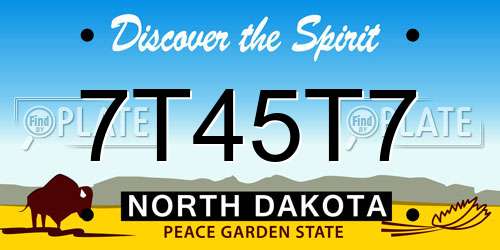 7T45T7 North Dakota License Plate