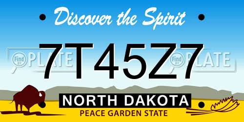 7T45Z7 North Dakota License Plate