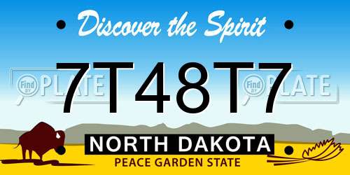7T48T7 North Dakota License Plate