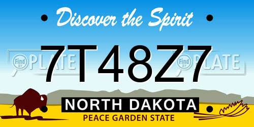 7T48Z7 North Dakota License Plate