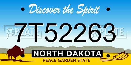 7T52263 North Dakota License Plate