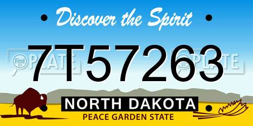 7T57263 North Dakota License Plate