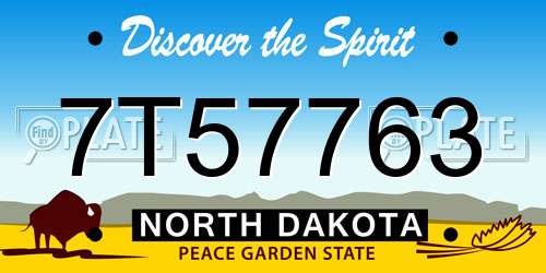 7T57763 North Dakota License Plate