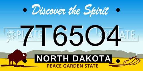 7T65O4 North Dakota License Plate