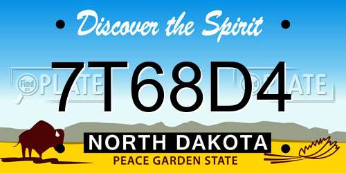 7T68D4 North Dakota License Plate