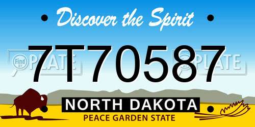 7T70587 North Dakota License Plate
