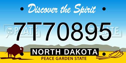 7T70895 North Dakota License Plate