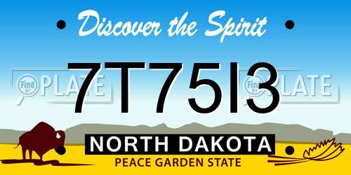 7T75I3 North Dakota License Plate