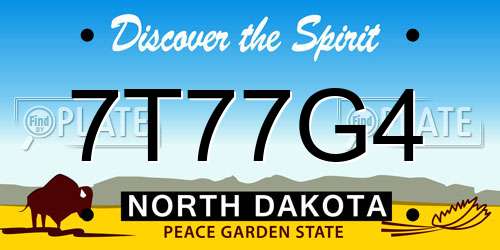 7T77G4 North Dakota License Plate