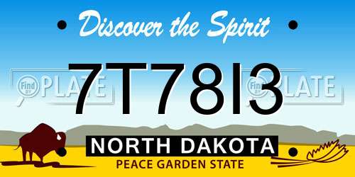 7T78I3 North Dakota License Plate