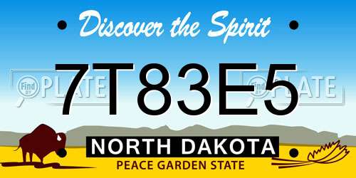 7T83E5 North Dakota License Plate