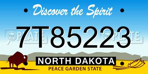 7T85223 North Dakota License Plate