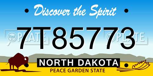 7T85773 North Dakota License Plate