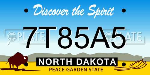 7T85A5 North Dakota License Plate