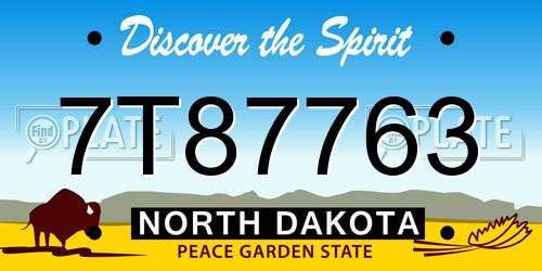 7T87763 North Dakota License Plate