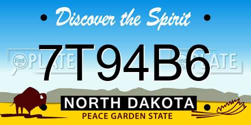 7T94B6 North Dakota License Plate