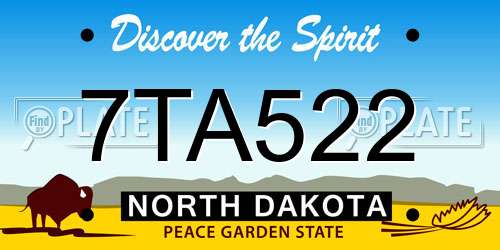 7TA522 North Dakota License Plate