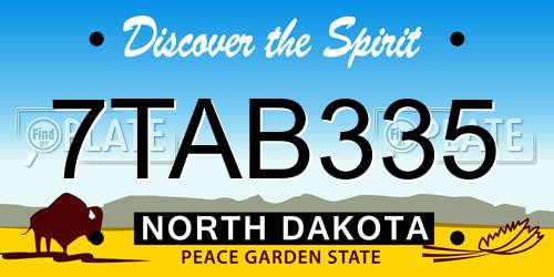 7TAB335 North Dakota License Plate