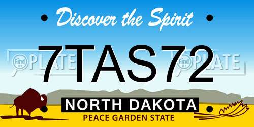 7TAS72 North Dakota License Plate