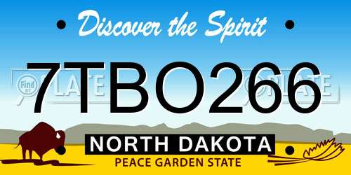 7TBO266 North Dakota License Plate