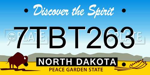 7TBT263 North Dakota License Plate