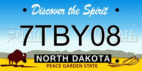 7TBY08 North Dakota License Plate